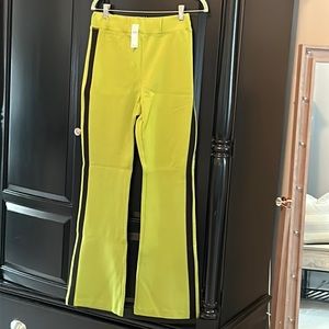 NWT Lime Green Maeve Ponte Flare Pants with black stripe down each leg
